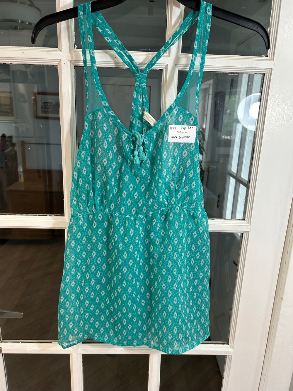 042.    Aeropostale Teal Printed Tie-Back Camisole